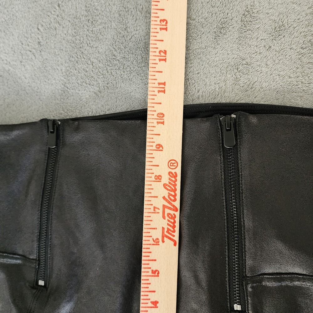 SPANX- Faux Leather Hip-Zip Leggings Black Size Large Pants Front Zip - Picture 10 of 12